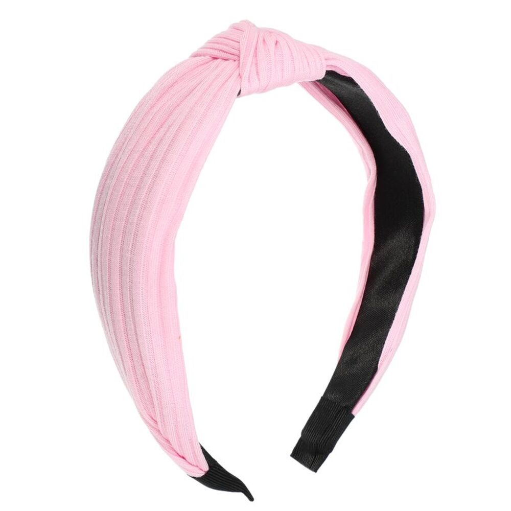 Textured Cotton Knot Headband Soft Hairband 1.3 Inch Height Pink